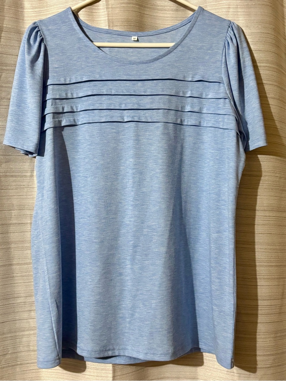 Light Blue Pleated Detail Women’s Top